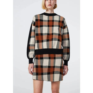 RODEBJER Reilly Check Multi/patterned pullover knit sweater L nwot